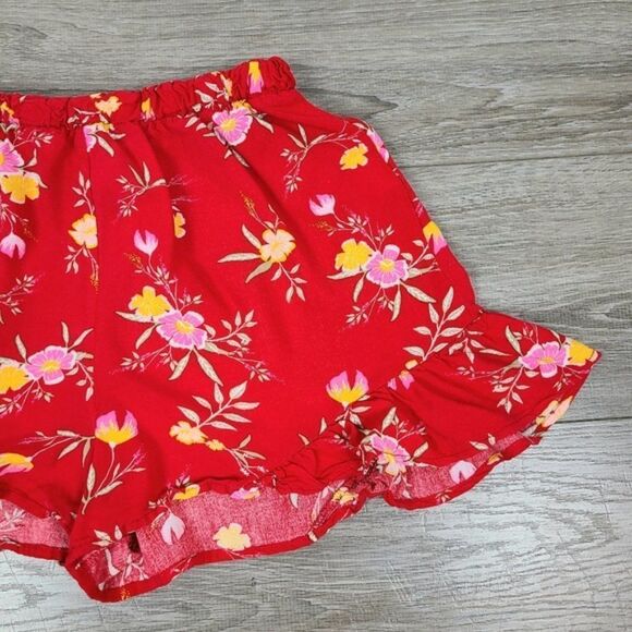 STREETWEAR Society Red Floral Ruffle Shorts Small - Picture 4 of 13